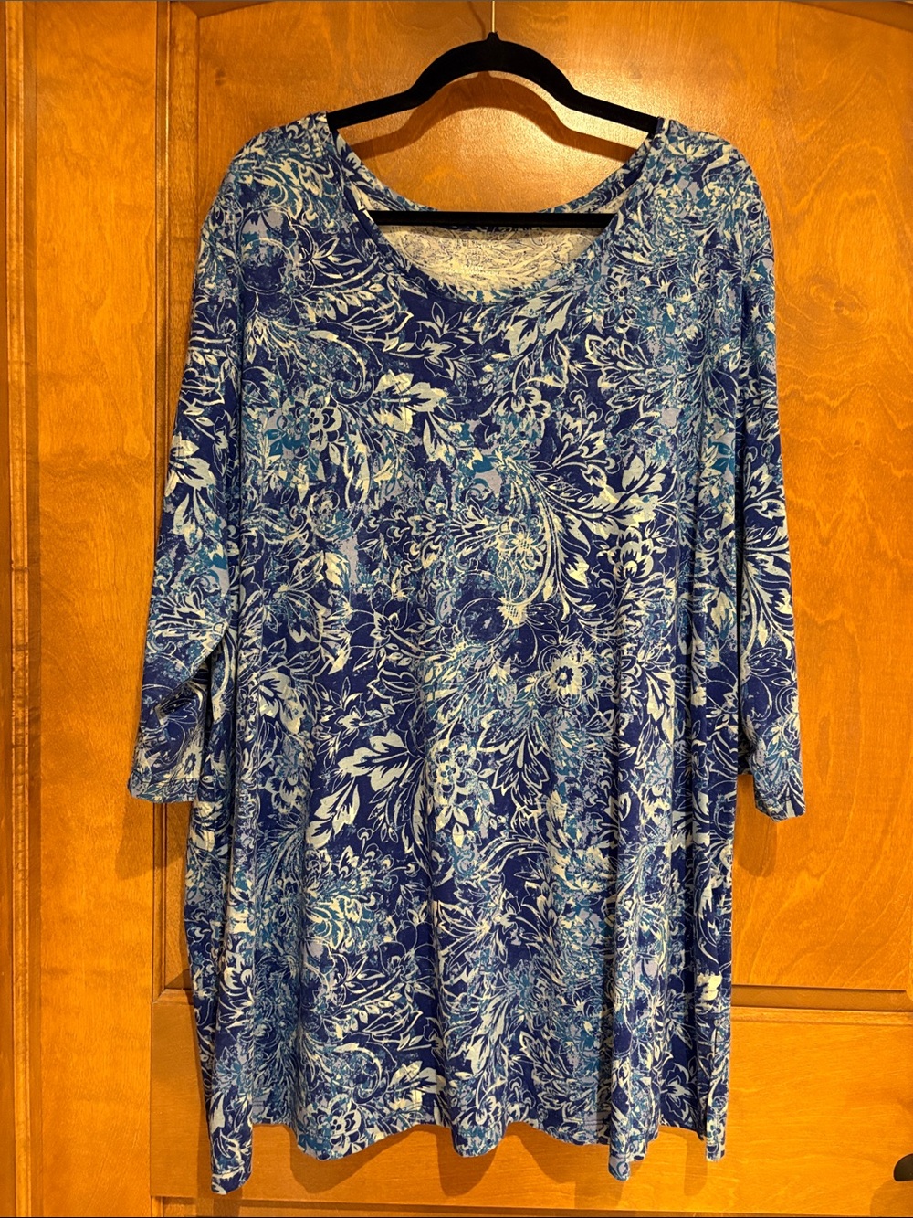 Catherines Blue Floral Scoop Neck Tunic